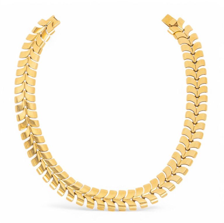 14k Yellow Gold Chevron Link Necklace