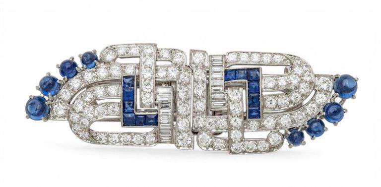 14k Gold and Platinum Diamond Brooch