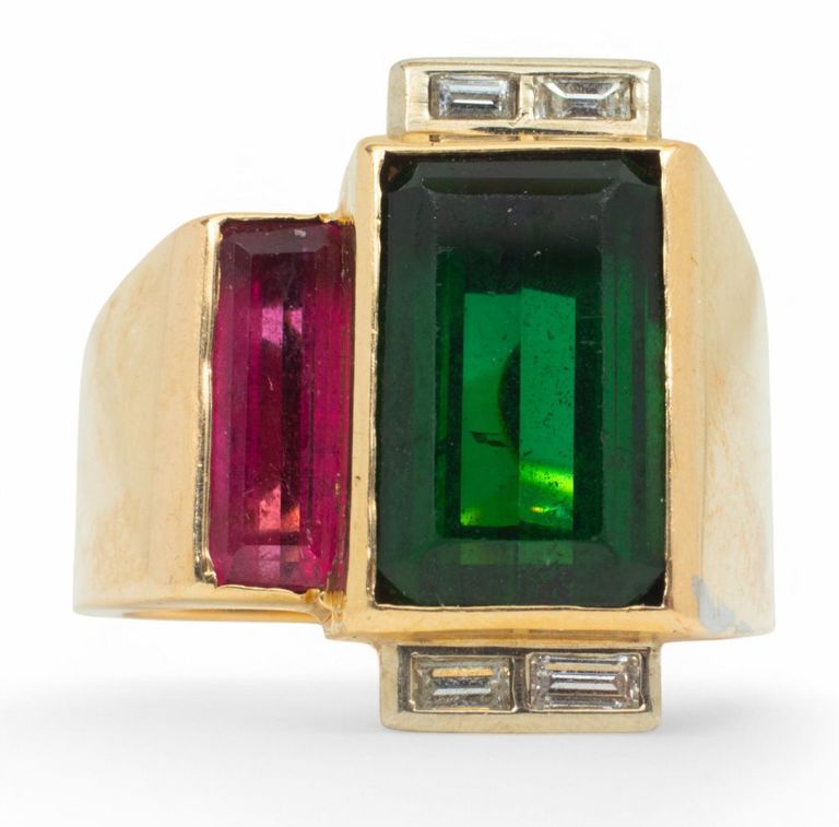 14k Gold Tourmaline and Diamond Ring