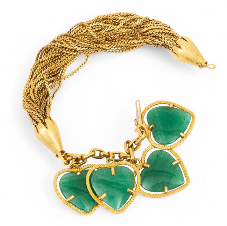 14k Gold Jade Chain Bracelet