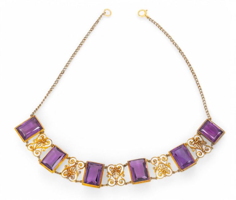 14k Gold and Silver Amethyst Necklace