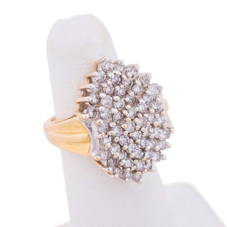14k Yellow Gold Diamond Cluster Ring