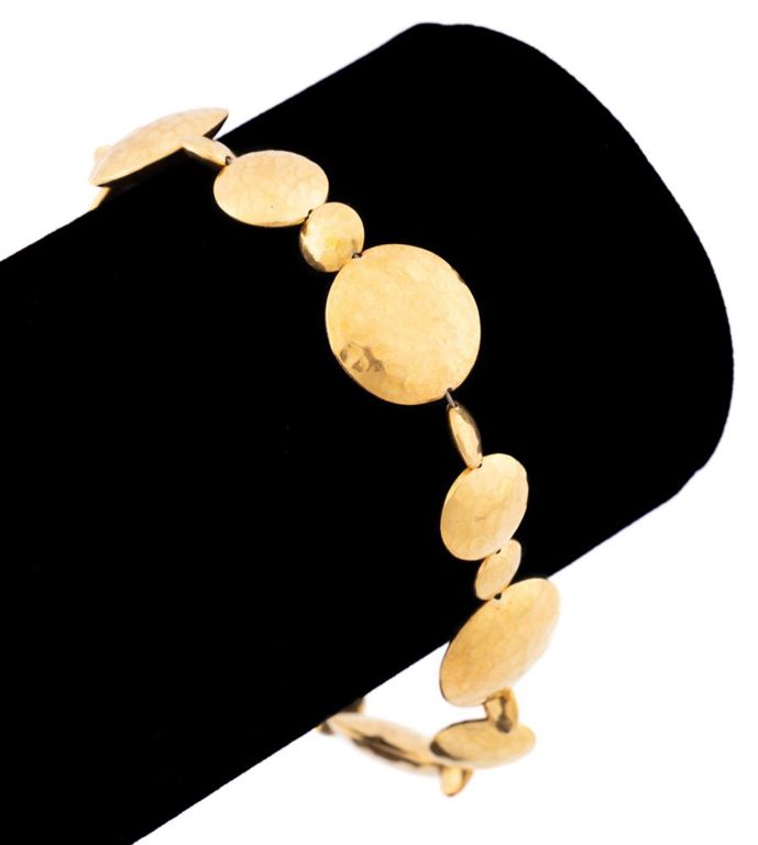 20k Yellow Gold Hammered Disc Bracelet