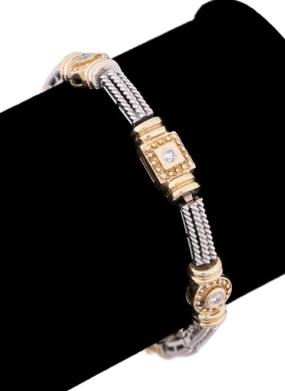 14k Yellow and White Gold Diamond Bracelet