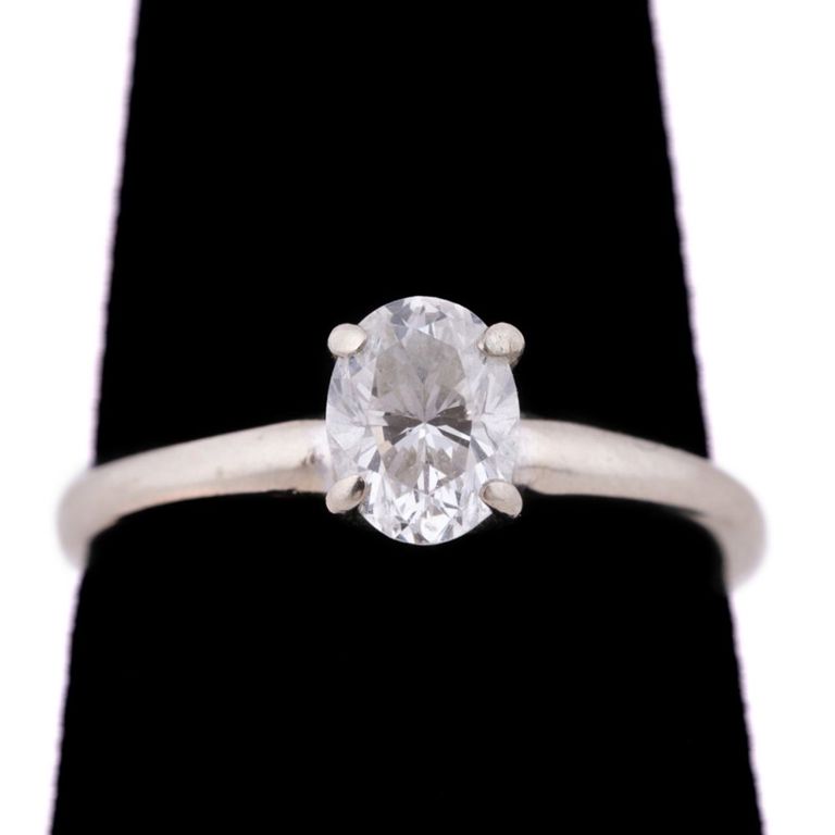 14k White Gold Diamond Solitaire Engagement Ring