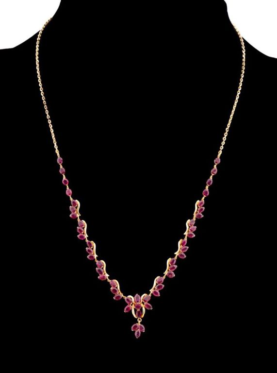 18k and 20k Yellow Gold Ruby Foliate Necklace
