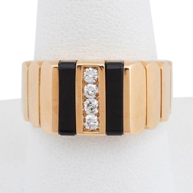 14k Yellow Gold Onyx and Diamond Ring
