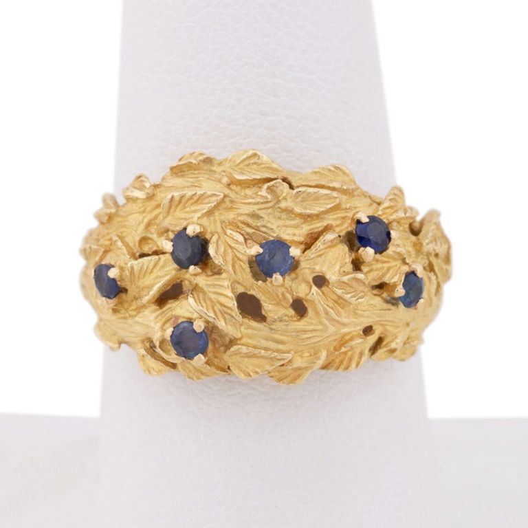 18k Yellow Gold Sapphire Cocktail Ring
