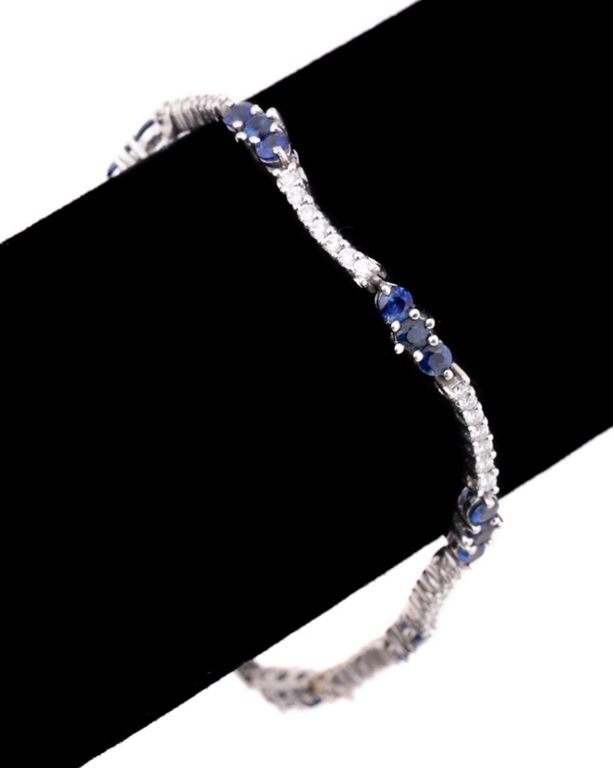 Platinum Sapphire and Diamond Bracelet