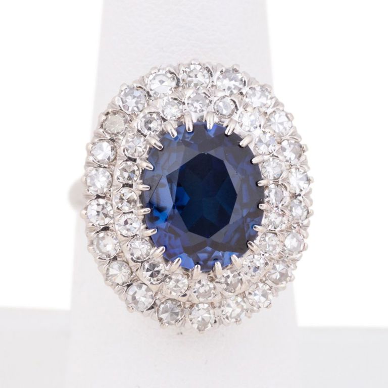 14k White Gold Sapphire and Diamond Ring