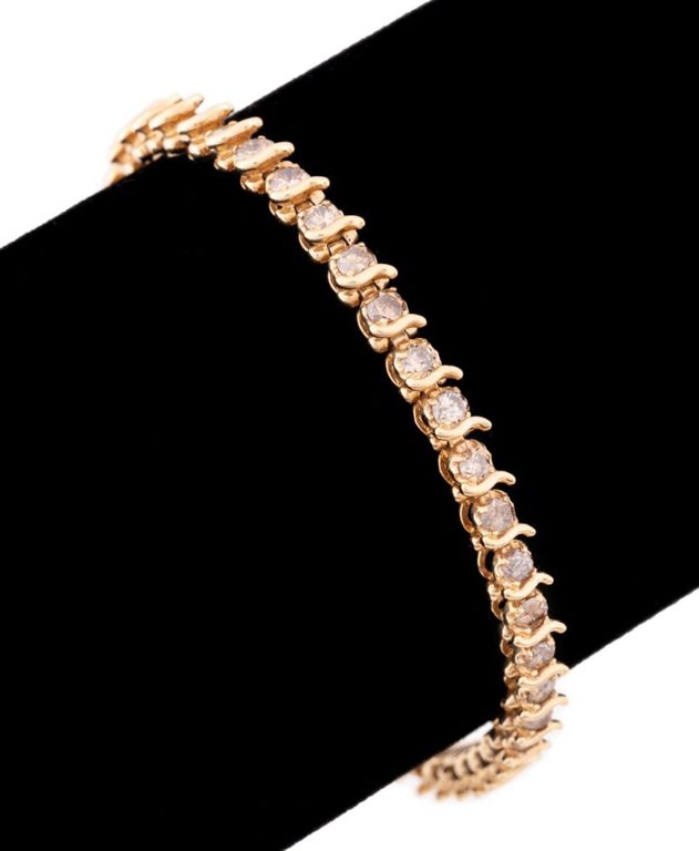 14k Yellow Gold Diamond Tennis Bracelet