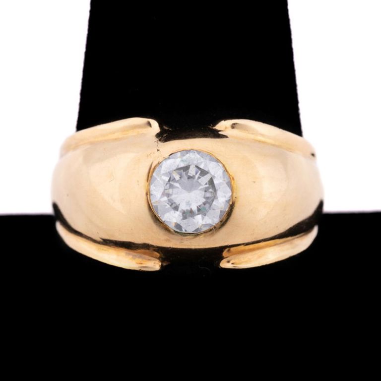 18k White Gold Colorless Stone Solitaire Ring