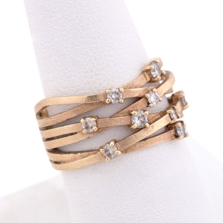 14k Yellow Gold Diamond Multi-Band Ring