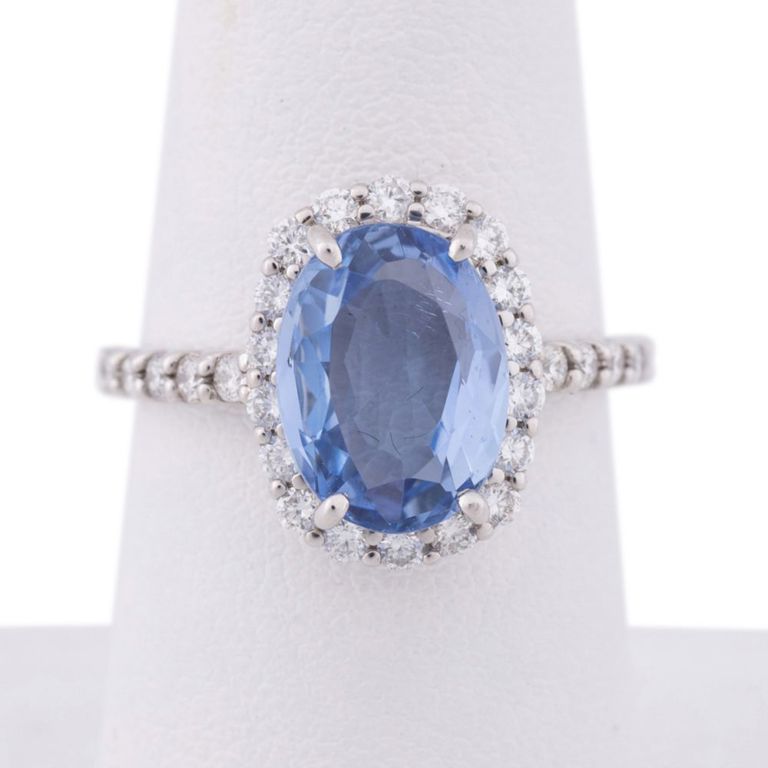 Platinum Sapphire and Diamond Ring