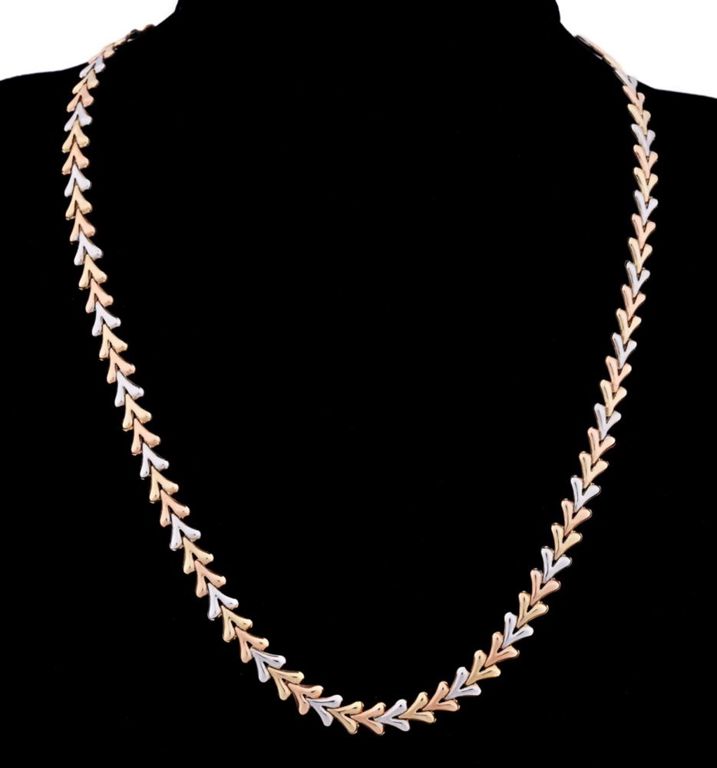 14k Yellow, White and Rose Gold Link Necklace