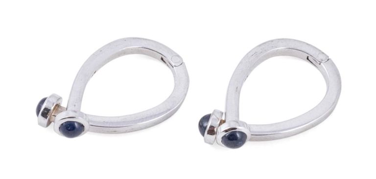 18k White Gold Sapphire Cufflinks