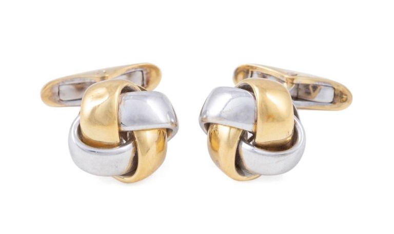 18k Yellow and White Gold Knot Cufflinks