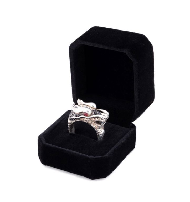 Sterling Silver Ruby and Sapphire Dragon Ring