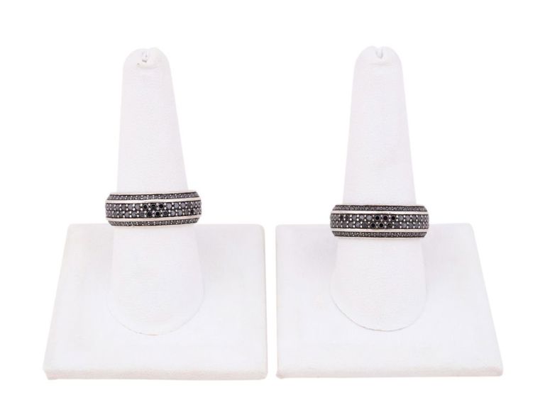Two Sterling Silver Diamond Band Rings