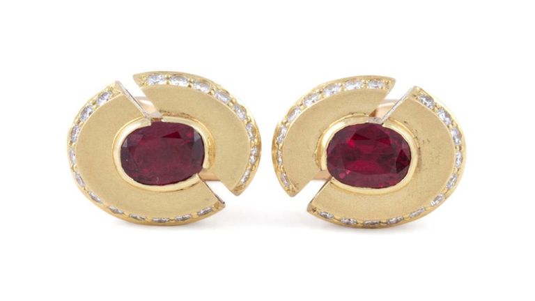 18k Yellow Gold Ruby and Diamond Cufflinks