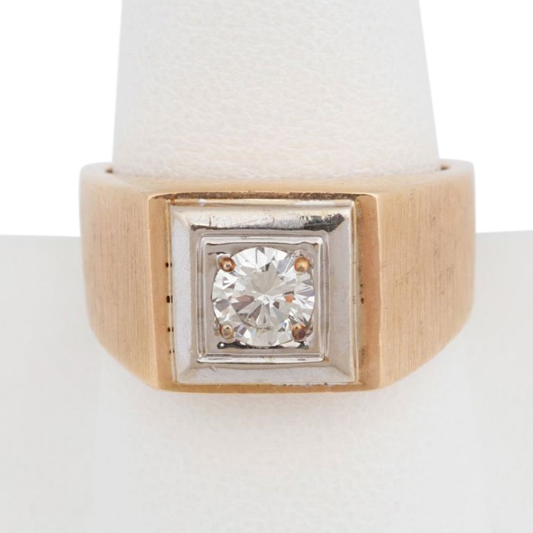 14k Yellow and Wite Gold Diamond Solitaire Ring