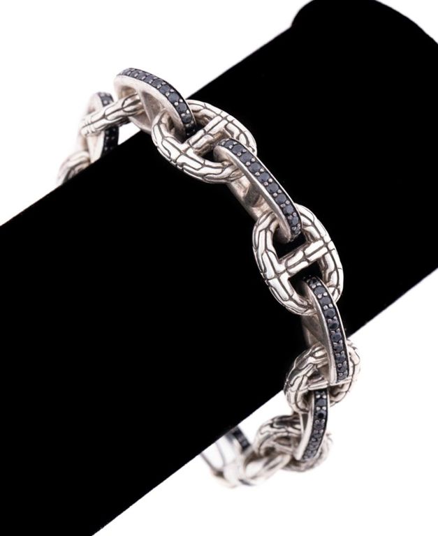 Sterling Silver Sapphire Anchor Link Bracelet