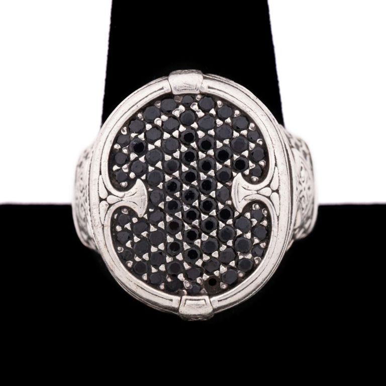 Sterling Silver and 18k Gold Spinel Signet Ring