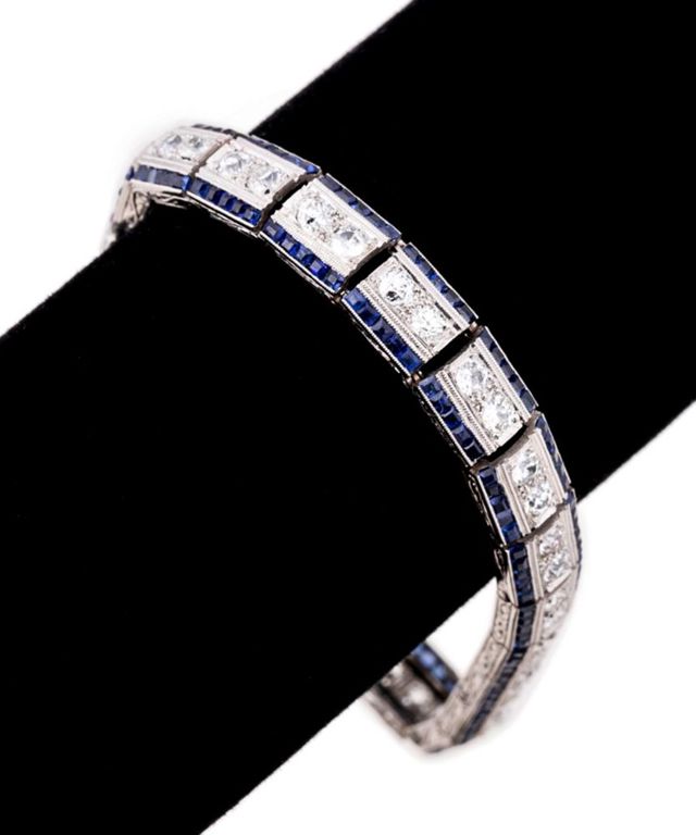 Platinum Sapphire and Diamond Bracelet