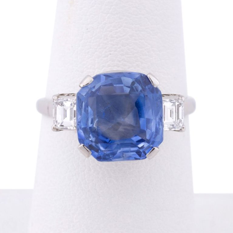 Platinum Sapphire and Diamond Ring