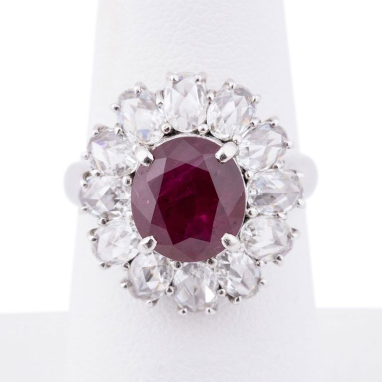 Platinum Ruby and Diamond Cocktail Ring