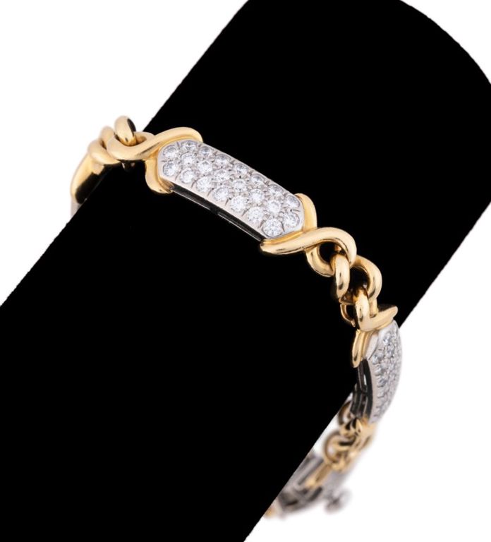 18k Yellow Gold and Platinum Diamond Bracelet