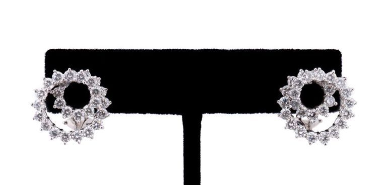 950 Platinum and 18k White Gold Diamond Earrings