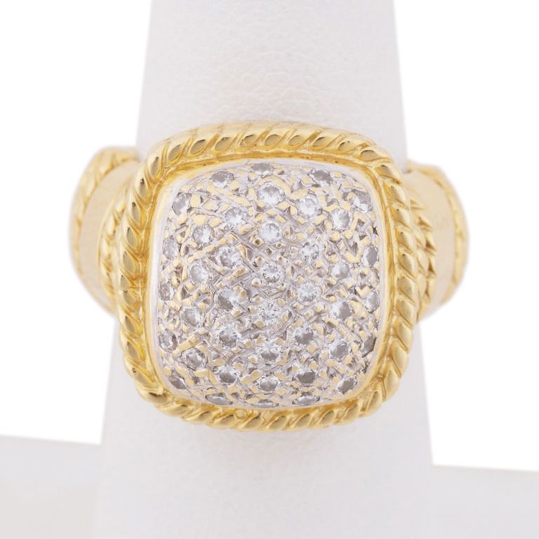 18k Yellow Gold Diamond Cluster Ring