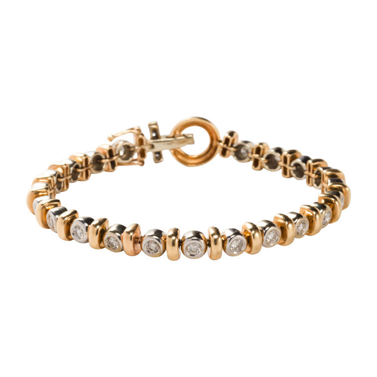 14k Bi-Color Gold Diamond Bracelet