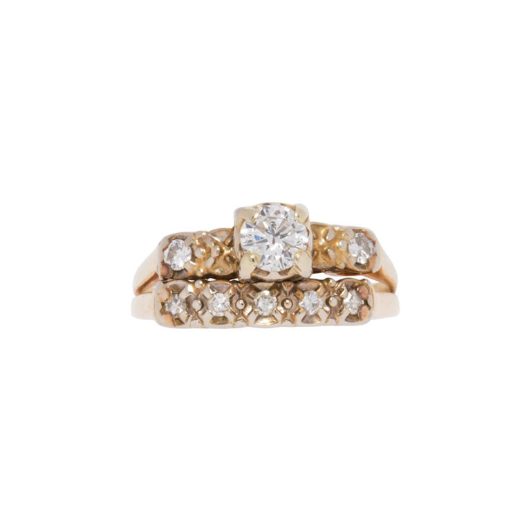14k Gold Diamond Wedding Set