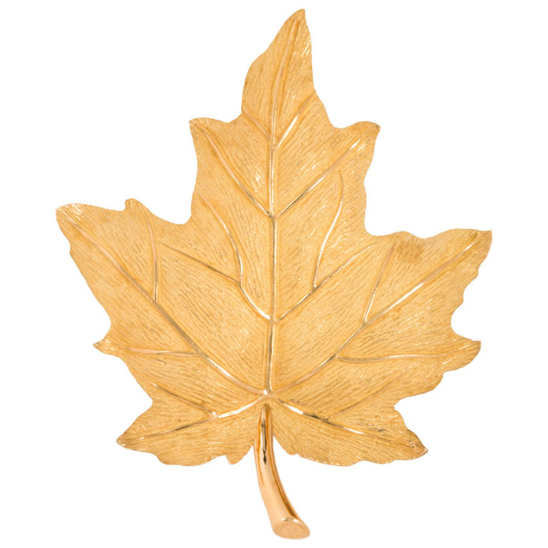 18k Gold Maple Leaf Brooch