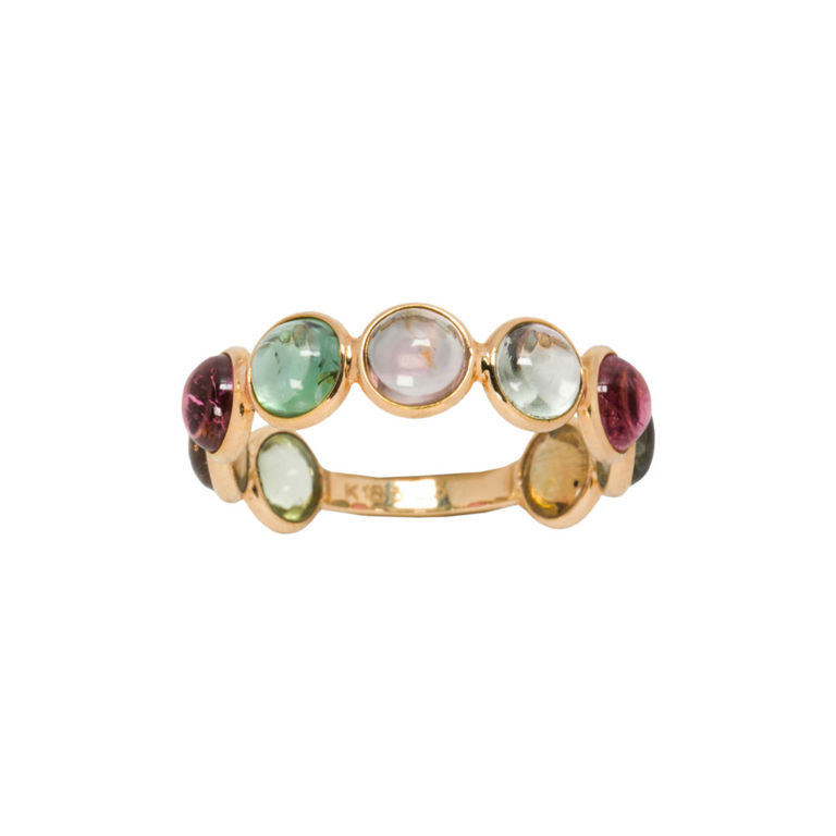 18k Gold Multicolor Tourmaline Band