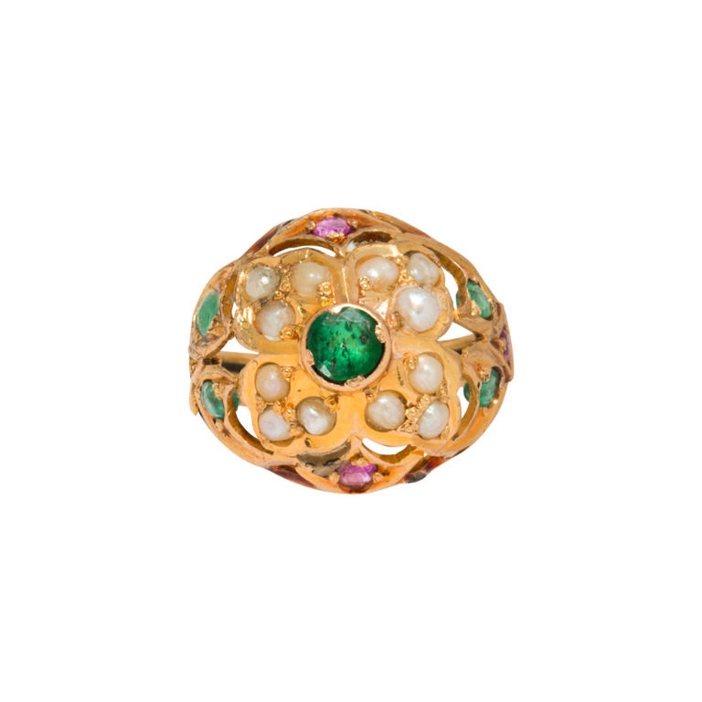 14k Gold Emerald and Ruby Ring
