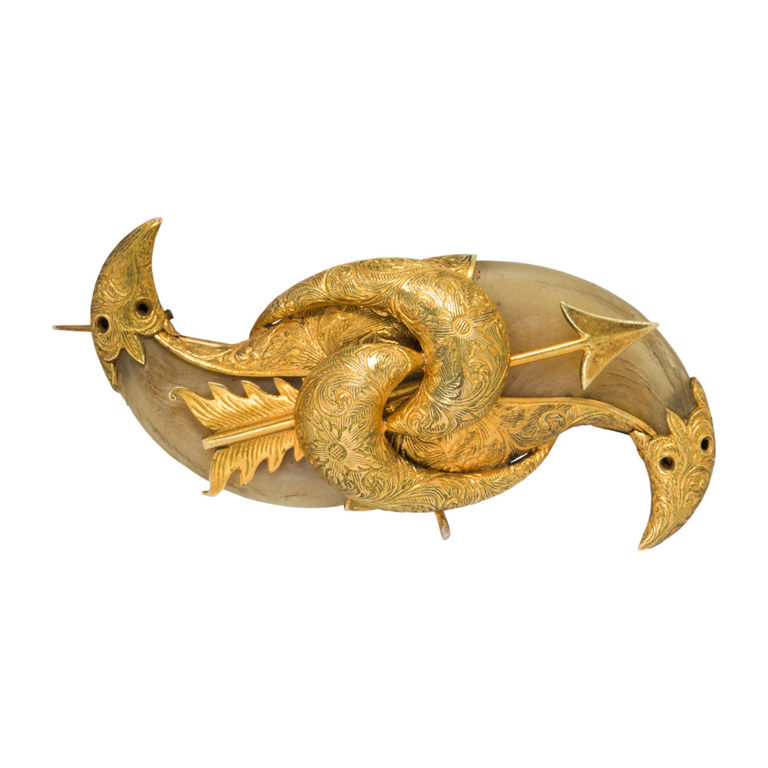 High Karat Gold Tiger Tooth Brooch