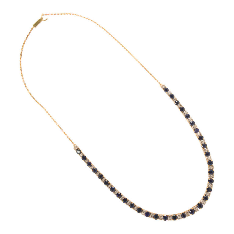 14k Gold Sapphire and Diamond Necklace