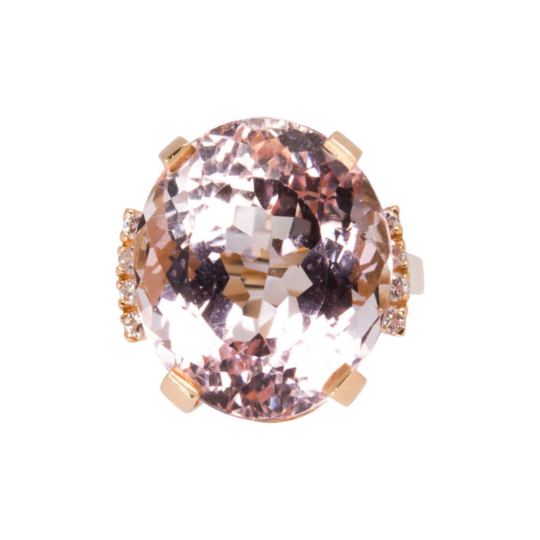 14k Gold Morganite and Diamond Ring