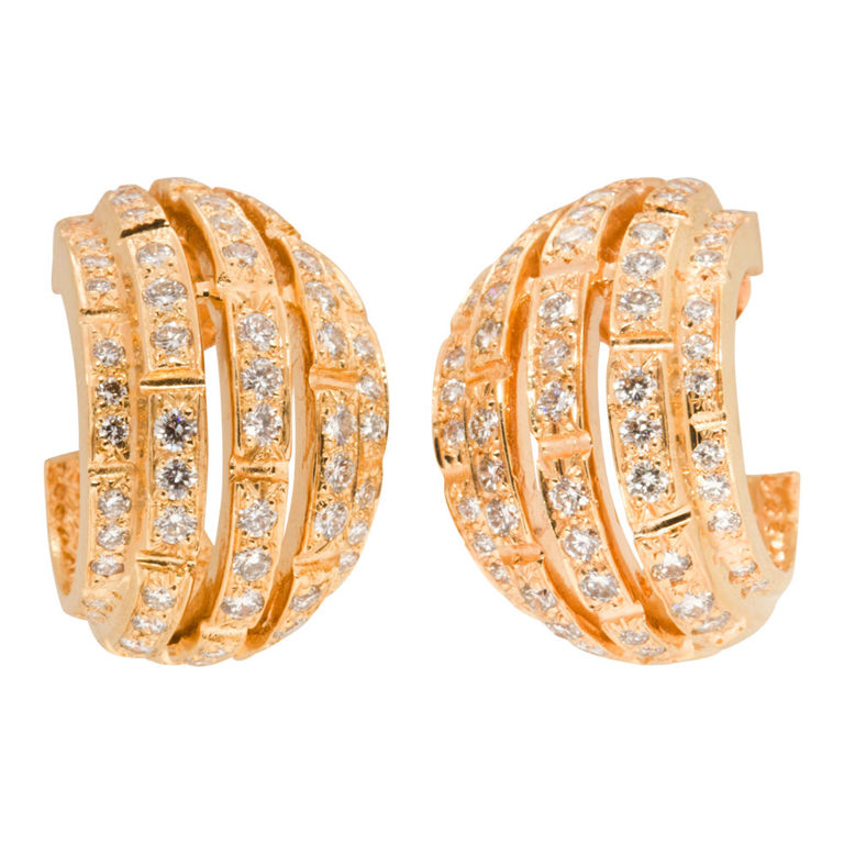 14k Gold Diamond Half-Hoop Earrings