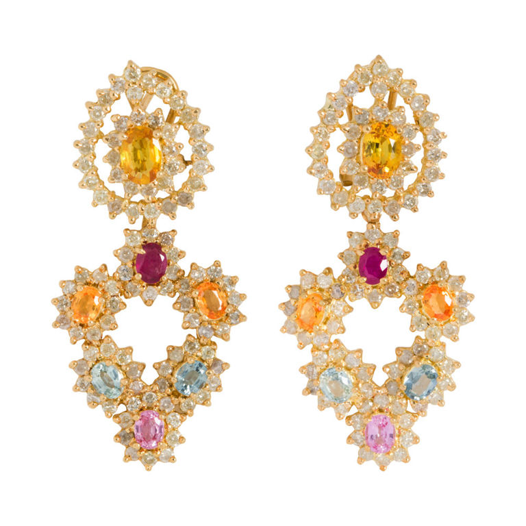 18k Gold Sapphire and Diamond Earrings
