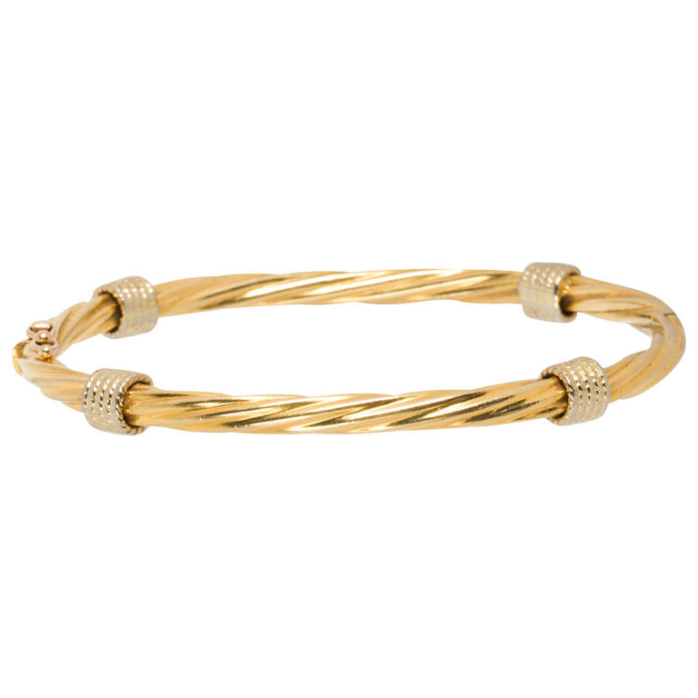 18k Gold Twisted Wire Bangle