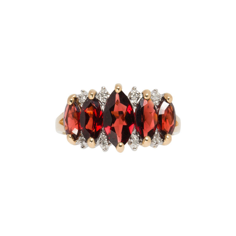 14k Gold Garnet and Diamond Ring