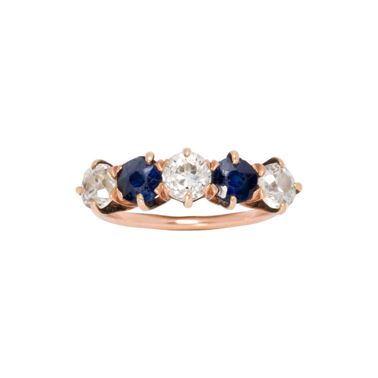 14k Rose Gold Diamond and Sapphire Ring