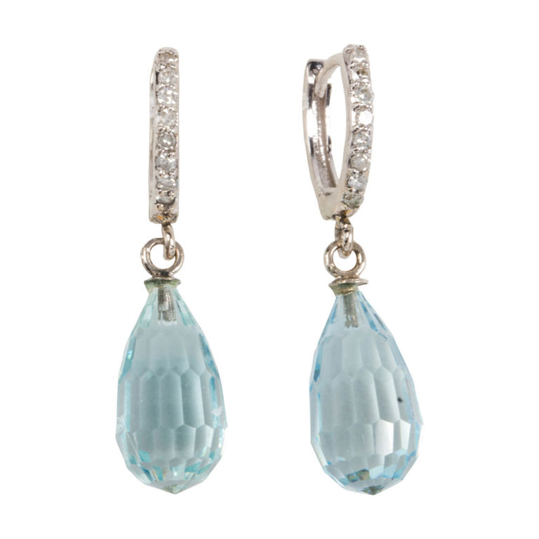 18k White Gold Aquamarine and Diamond Earrings