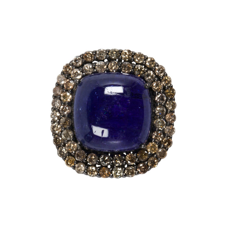 Silver Tanzanite and Diamond Ring