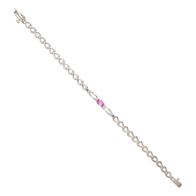 14k White Gold Pink Sapphire Bracelet