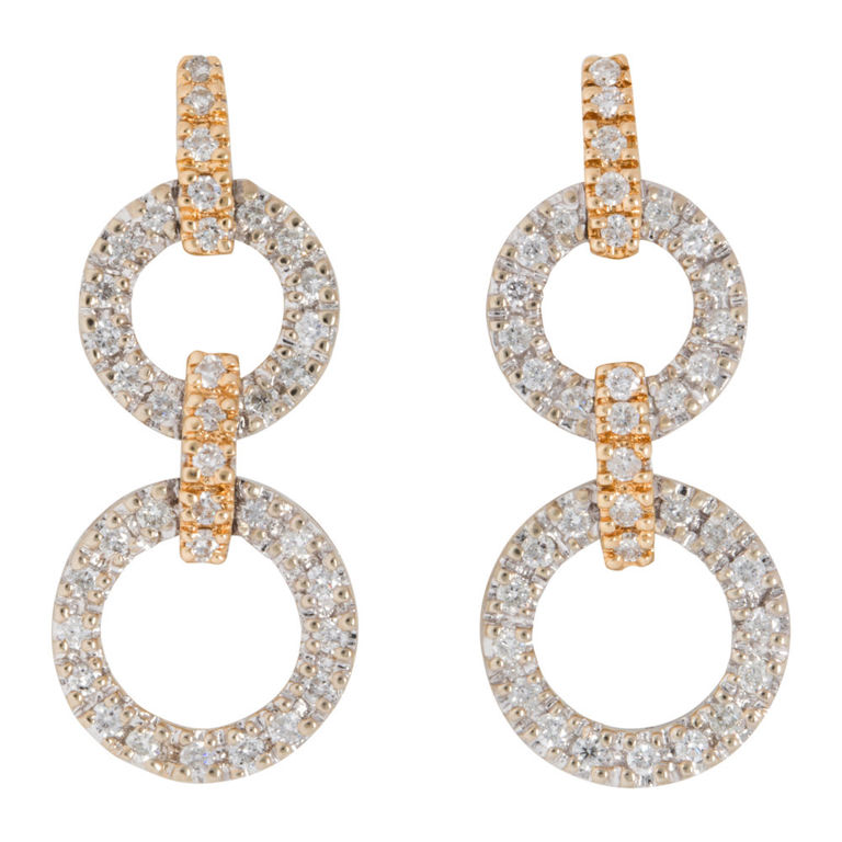 14k Bi-Color Gold Diamond Earrings